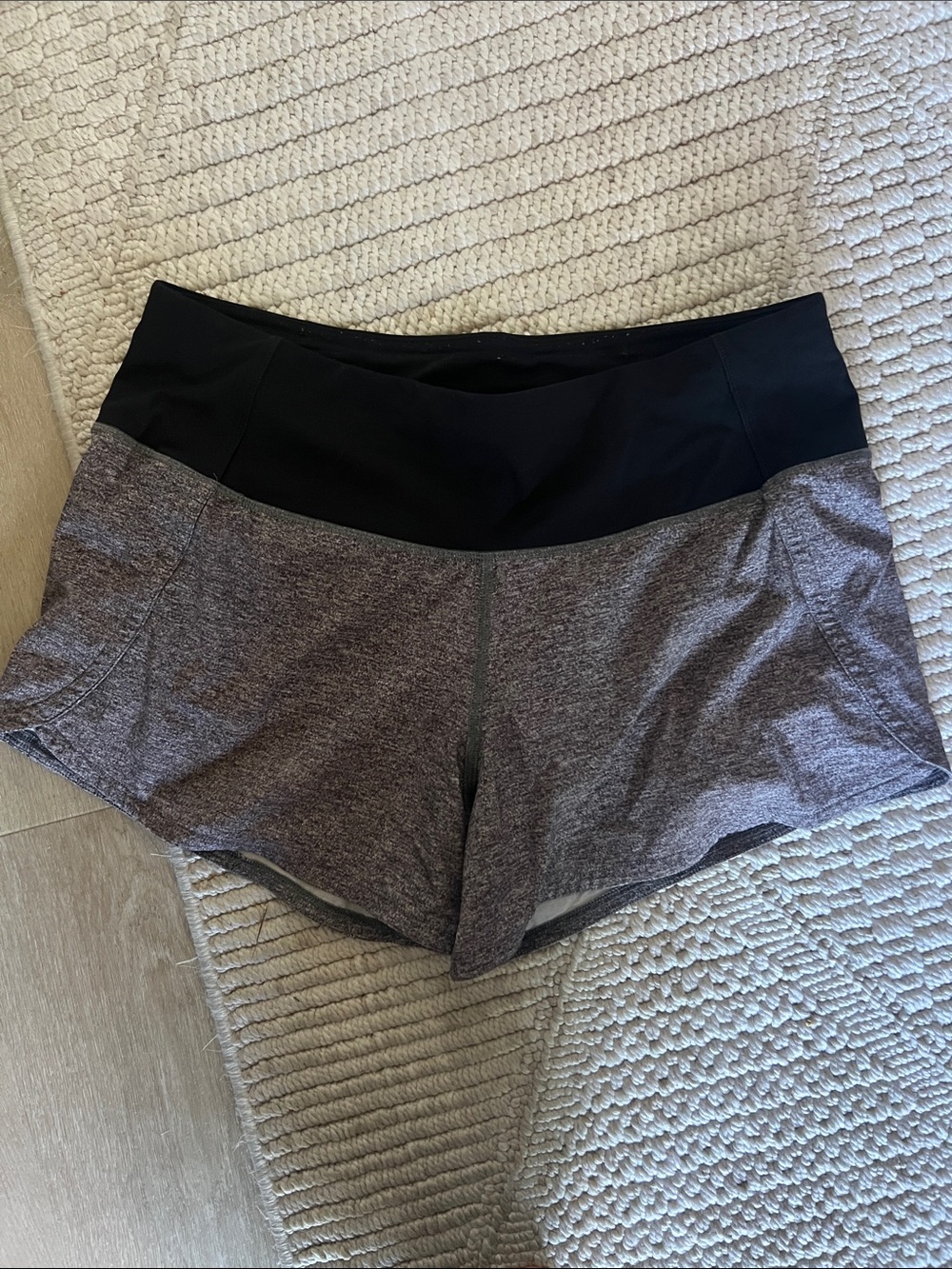 Lululemon Speed Up Black/ Heather Gray Shorts